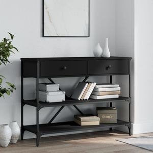 Masa consola cu sertare si rafturi, VIDAXL, 2 kg, 100x34.5x75 cm, Lemn/Lemn, Negru