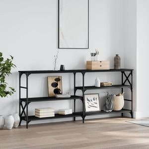 Consola living vidaXL, lemn, 180 x 29 x 76.5 cm, negru