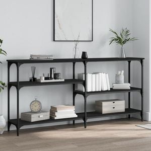Consola living vidaXL, lemn, 160 x 29 x 75 cm, negru