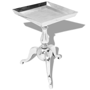 Masa laterala patrata, VIDAXL, 6 kg, 35x35x56 cm, Metal/Aluminiu, Argintiu