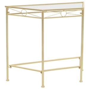 Masa laterala stil vintage, VIDAXL, 7 kg, 87x34x73 cm, Metal/Aluminiu, Auriu