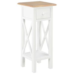Masa laterala, VIDAXL, 4 kg, 27x27x65.5 cm, Lemn/MDF, Alb