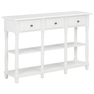 Consola living vidaXL, lemn, 120 x 30 x 76 cm, alb