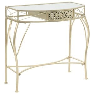 Masa laterala stil frantuzesc, VIDAXL, 9 kg, 82x39x76 cm, Metal/Sticla, Auriu