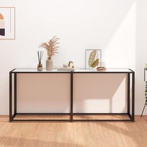 Consola living vidaXL, metal, 180 x 35 x 75.5 cm, alb