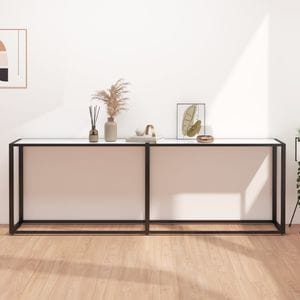 Consola living vidaXL, metal, 220 x 35 x 75.5 cm, alb