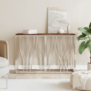Consola living vidaXL, lemn, 110 x 30 x 70 cm, argintiu