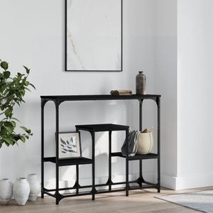 Consola living vidaXL, lemn, 89.5 x 28 x 76 cm, negru