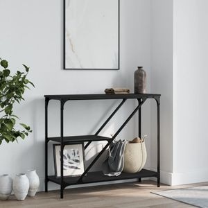 Consola living vidaXL, lemn, 88.5 x 30 x 75 cm, negru
