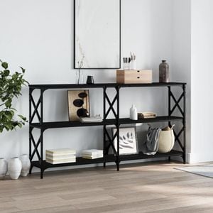 Consola living vidaXL, lemn, 156 x 28 x 80.5 cm, negru