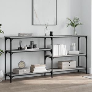 Consola living vidaXL, lemn, 160 x 29 x 75 cm, gri