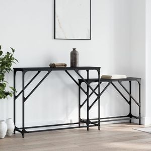 Consola living vidaXL, lemn, 100 x 28 x 75 cm, 2 bucati, negru
