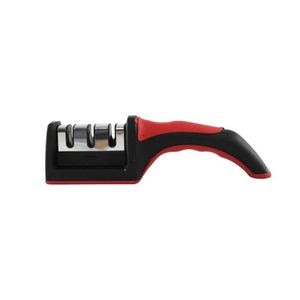 Dispozitiv cu un maner pentru ascutit cutite, 3 nivele de granulatie, suprafata anti alunecare, negru cu rosu, AZHOME