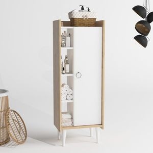 Dulap, Quasar & Co., mobilier living/dormitor, 50 x 29.8 x 137 cm, MDF, alb/stejar