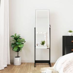 Oglinda cu dulap autonom de bijuterii VIDAXL cu lumini LED, negru
