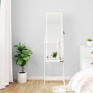 Oglinda cu dulap autonom de bijuterii VIDAXL cu lumini LED, alb
