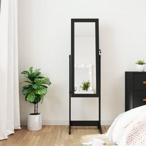 Oglinda cu dulap autonom de bijuterii VIDAXL cu lumini LED, negru