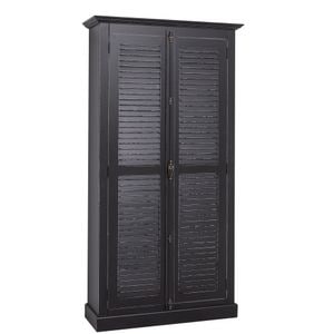 Dulap cu 2 usi, sistem inchidere tija, Colectia Shutter, culoare corp negru P010++P003A, 2 straturi de color antichizat, 100% lemn masiv, 109x210x40 cm