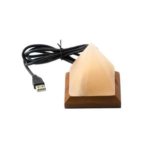 Mini veioza de sare Piramida, multicolora, USB