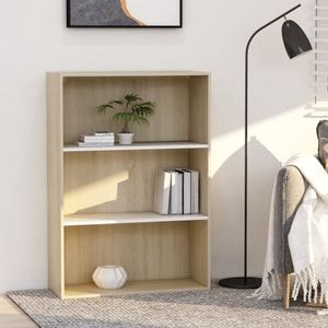 Biblioteca VidaXL, PAL, 80 x 30 x 114 cm, alb-stejar sonoma