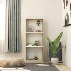Biblioteca VidaXL, PAL, 40 x 24 x 108 cm, alb-stejar sonoma