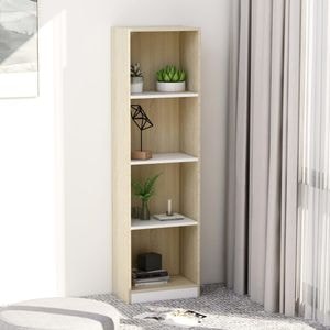 Biblioteca VidaXL, PAL, 40 x 24 x 142 cm, alb-stejar sonoma