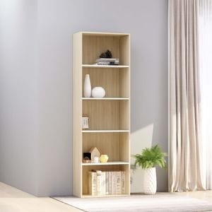 Biblioteca VidaXL, PAL, 60 x 30 x 189 cm, alb-stejar sonoma