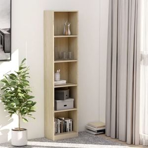 Biblioteca cu 5 rafturi vidaXL stejar sonoma, 40 x 24 x 175 cm, PAL