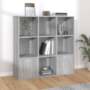 Biblioteca VidaXL, lemn, 98 x 30 x 98 cm, gri sonoma