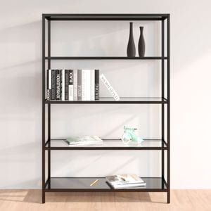 Raft VidaXL, sticla securizata, 100 x 36 x 168 cm, negru