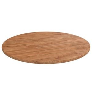 Blat de masa rotund vidaXL, diametru 80 cm, lemn stejar tratat, maro deschis