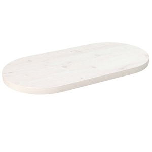 Blat de masa oval vidaXL, 70 x 35 x 2,5 cm, lemn masiv de pin, alb