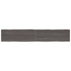 Blat de masa vidaXL, 220 x 40 x 6 cm, lemn stejar tratat, contur organic, gri
