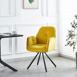 Scaun Living Tapitat KJC80, 89 x 60 x 45 cm, galben