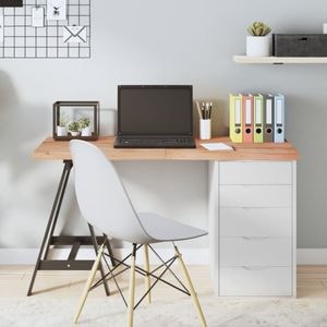 Blat de masa vidaXL, 120 x 60 x (2-4) cm, lemn masiv stejar tratat, maro
