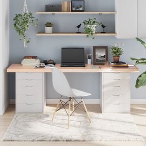 Blat de masa vidaXL, 200 x 60 x (2-6) cm, lemn masiv de stejar netratat, maro