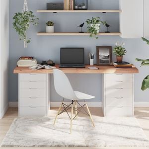 Blat de masa vidaXL, 180 x 60 x (2-6) cm , lemn masiv stejar tratat, maro
