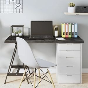 Blat de masa vidaXL, 120 x 60 x (2-4) cm, lemn masiv stejar tratat, gri