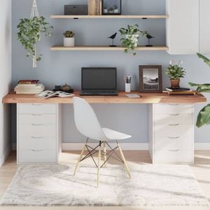 Blat de masa vidaXL, 220 x 60 x (2-6) cm, lemn masiv stejar tratat, maro
