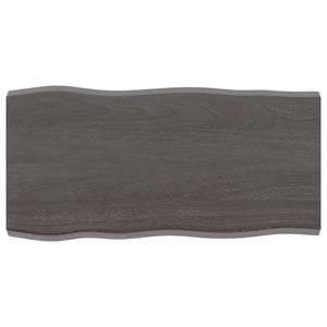 Blat de masa vidaXL, 80 x 40 x 4 cm, lemn stejar tratat, contur organic, gri