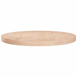 Blat de masa rotund vidaXL, diametru 80 cm, lemn masiv stejar netratat, maro