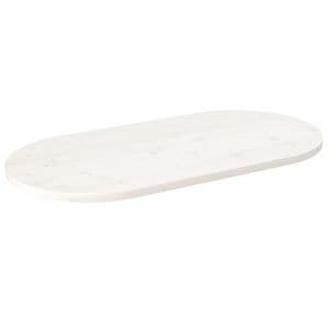 Blat de masa oval vidaXL, 100 x 50 x 2,5 cm, lemn masiv de pin, alb 