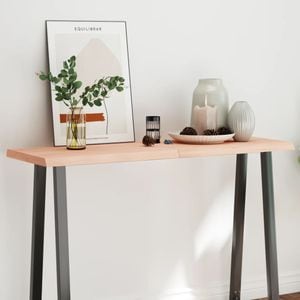 Blat de masa vidaXL, 120 x 40 x (2-6) cm, lemn stejar netratat, contur organic, maro