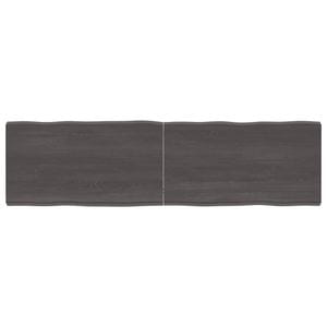 Blat de masa vidaXL, 180 x 50 x 6 cm, lemn stejar tratat, contur organic, gri