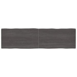 Blat de masa vidaXL, 220 x 60 x 6 cm, lemn stejar tratat, contur organic, gri