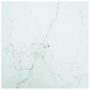 Blat de masa vidaXL, 70 x 70 cm, sticla securizata, design marmura, alb