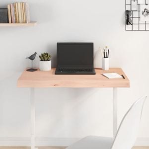 Blat de masa vidaXL, 80 x 50 x (2-6) cm, lemn masiv de stejar netratat, maro