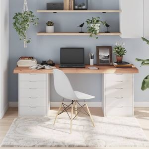 Blat de masa vidaXL, 180 x 50 x (2-6) cm, lemn masiv stejar tratat, maro
