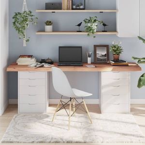Blat de masa vidaXL, 200 x 60 x (2-6) cm, lemn masiv stejar tratat, maro
