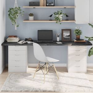 Blat de masa vidaXL, 220 x 60 x (2-4) cm, lemn masiv stejar tratat, gri